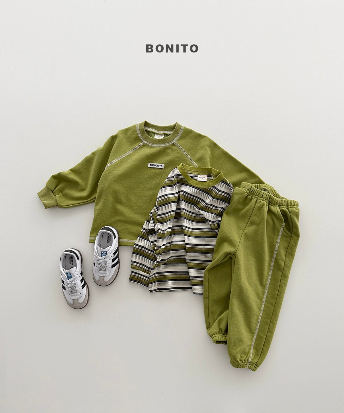 bonito color stitch raglan set (~80-140cm)