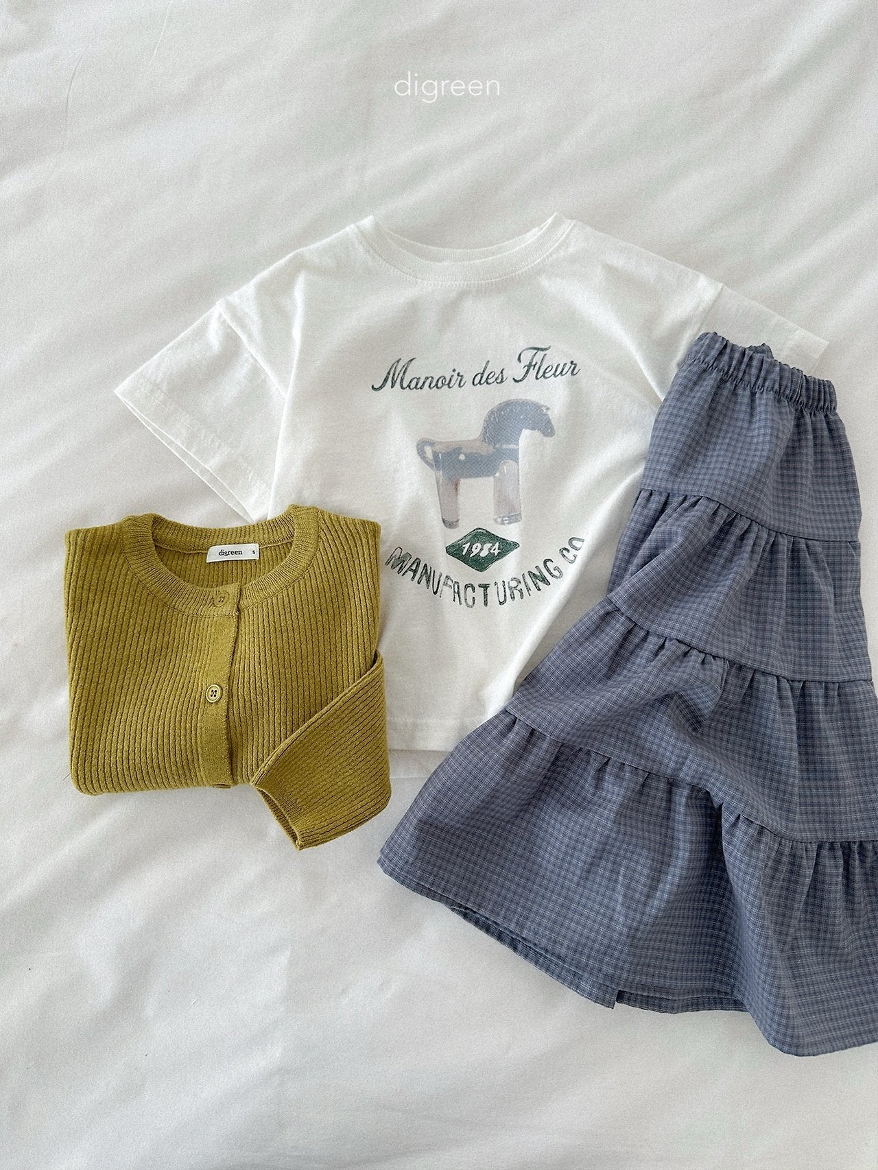 digreen check ruffle skirt (85-130cm)