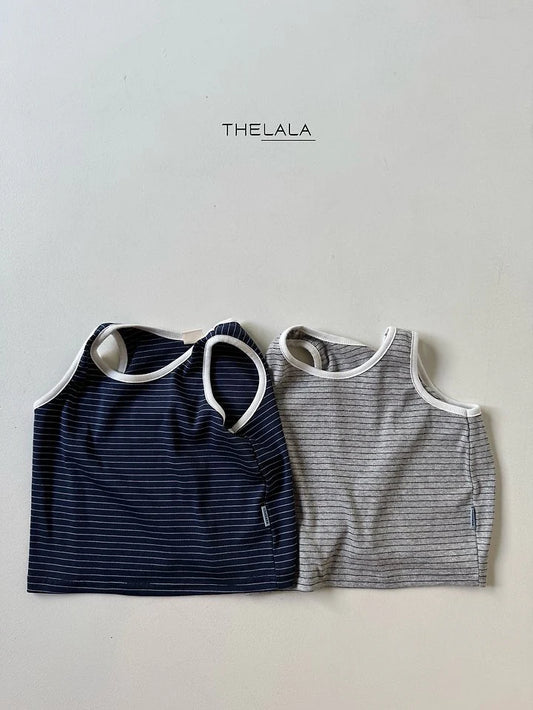 Lala Boxy Stripe Sleeveless Top (~75-115cm)