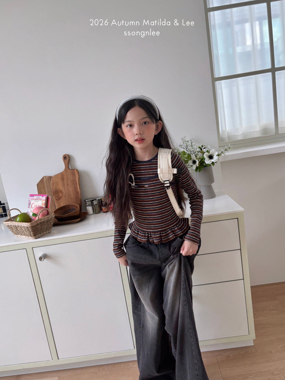 matilda&lee mocha border frll tee (85-165cm)