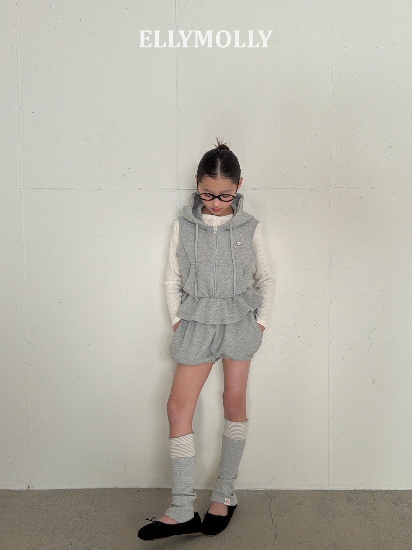 ELLYMOLLY flared hood vest (90-145cm)