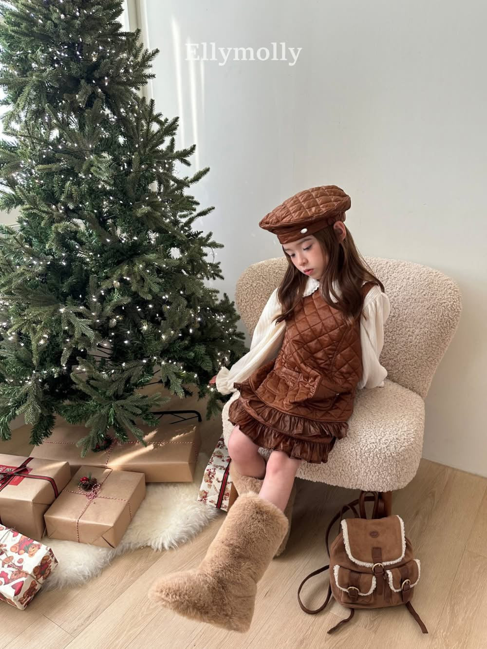 EllyMolly 氣質絨面娃娃襯衫 (90-145cm)