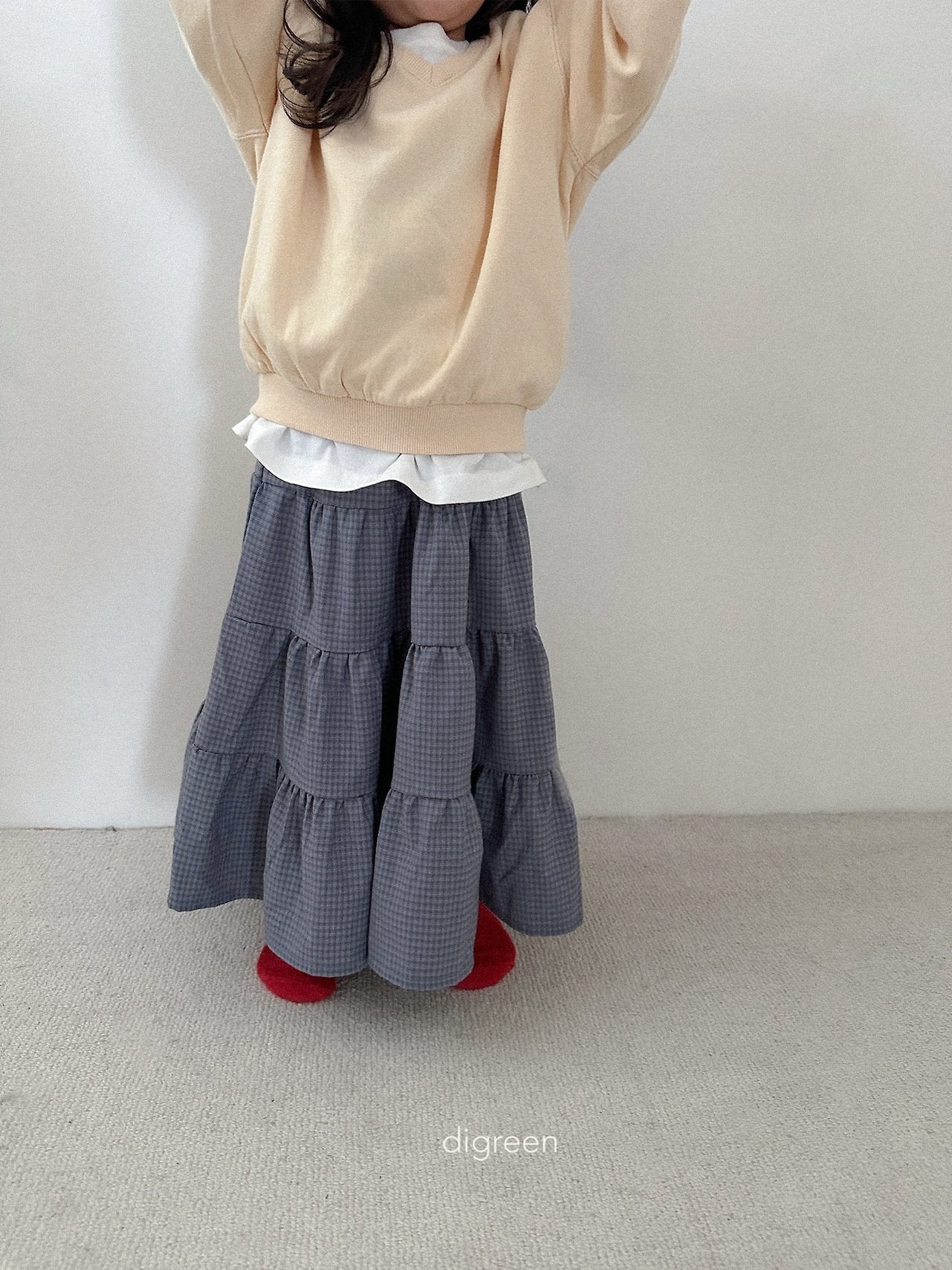digreen check ruffle skirt (85-130cm)