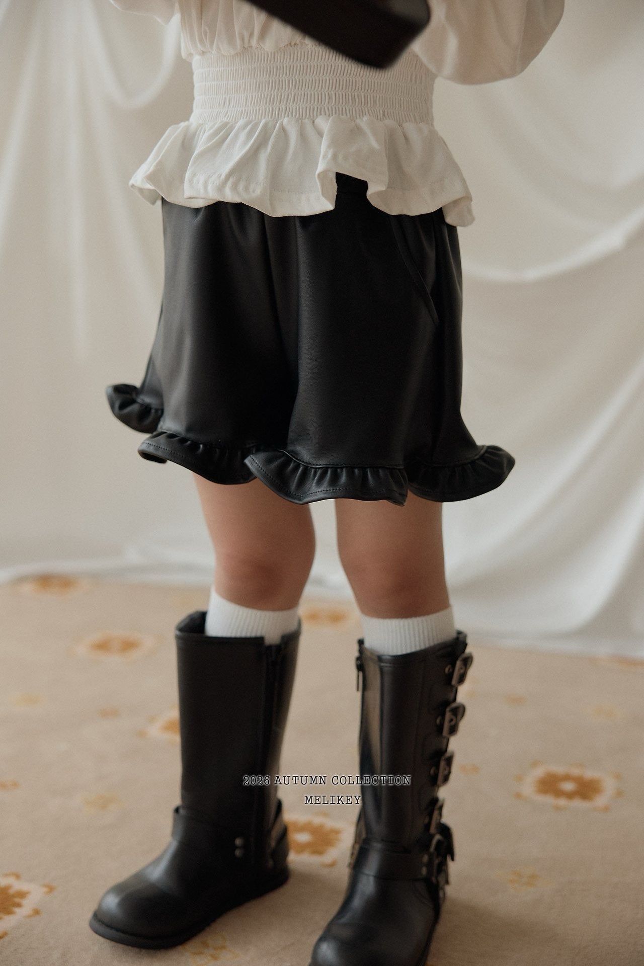 melikey leather frill pants (~80-140cm)