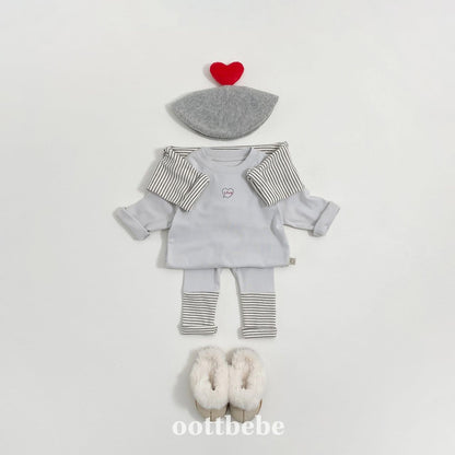 Oottbebe 1+1 love素色條紋組上衣 (baby&kids)
