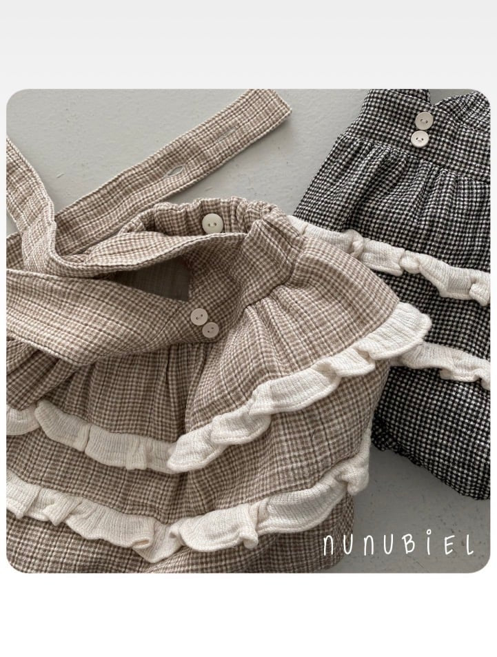 nunubiel check romper & bonnet (3-18m)
