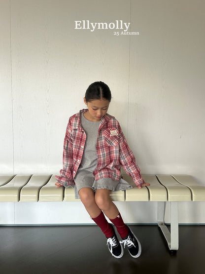 ELLYMOLLY choco check shirt (90-160cm)
