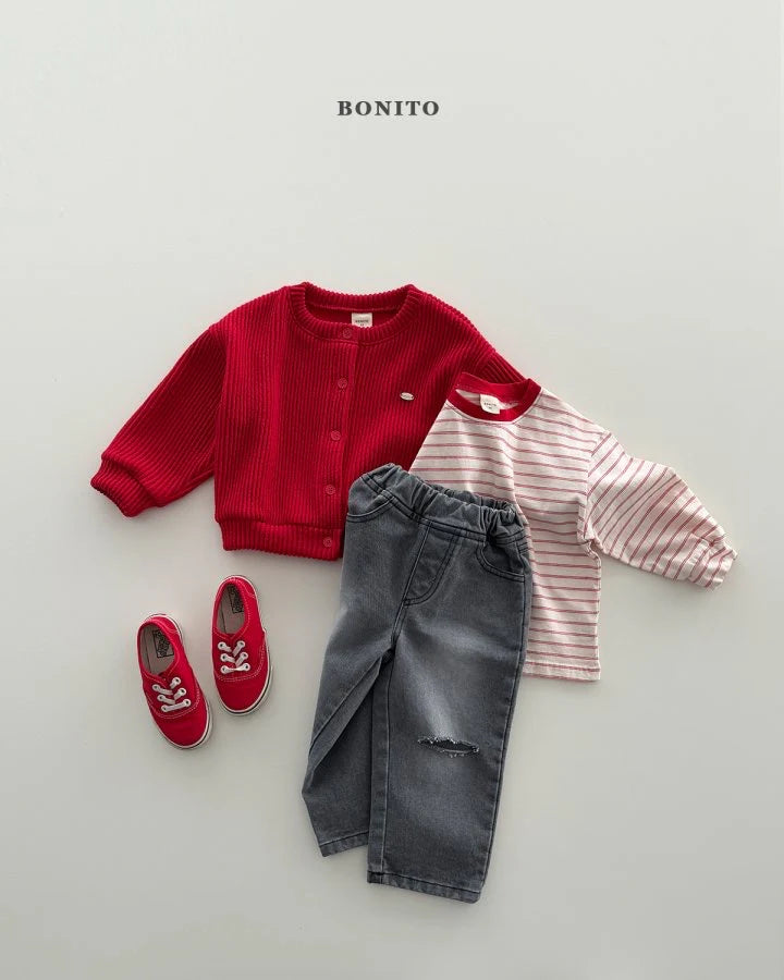 Bonito Stripe Ribbed T (~80-140cm)