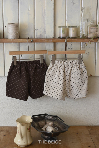 the beige print short pants (80-120cm)