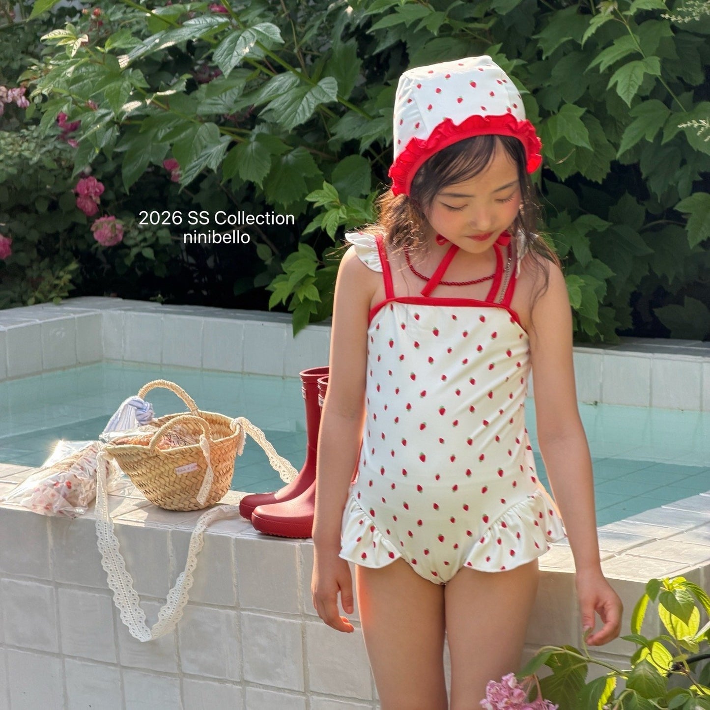 ninibello rosie berry swimwear bonnet set (80-120cm)