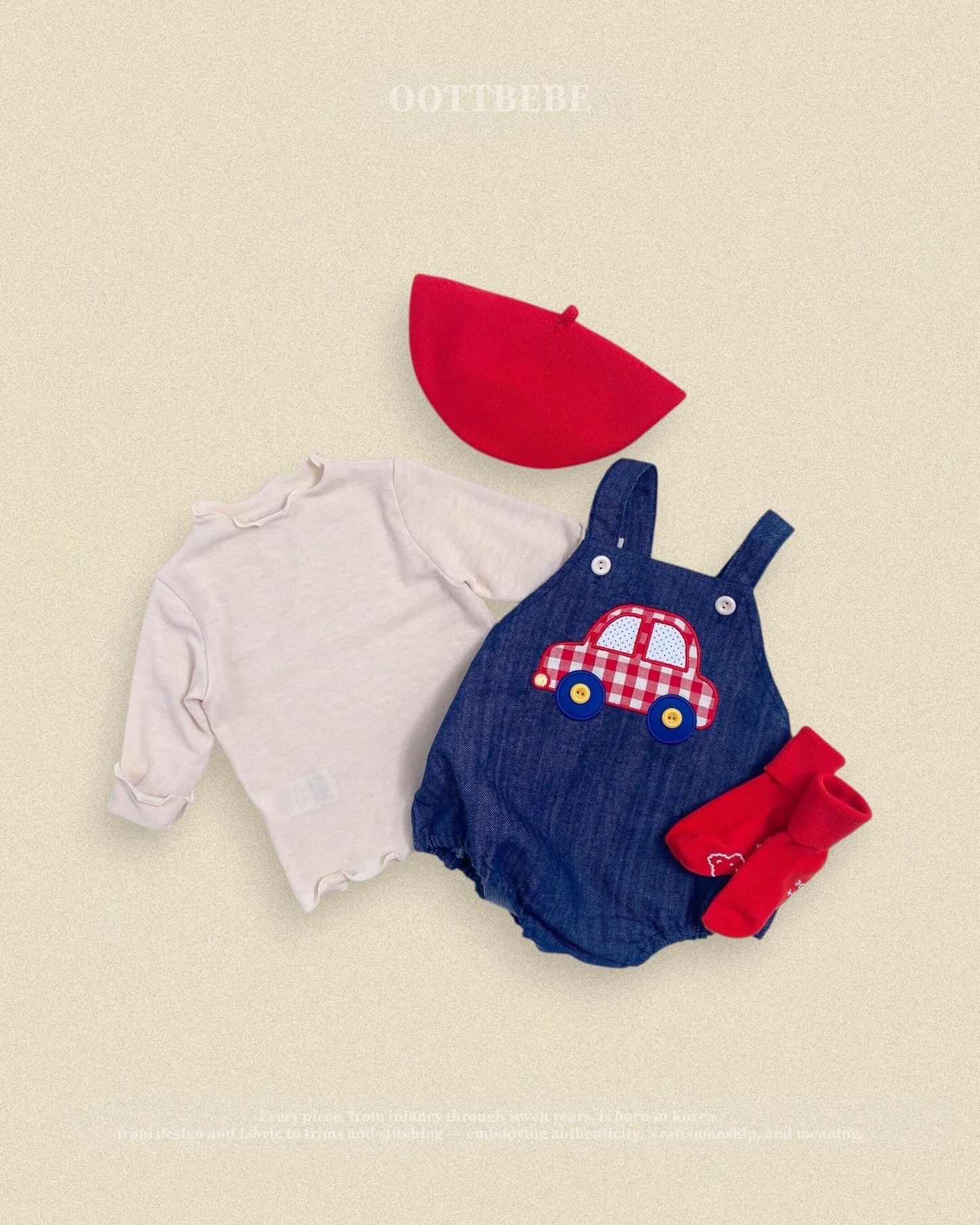 oottbebe denim car rompers (0-12m)