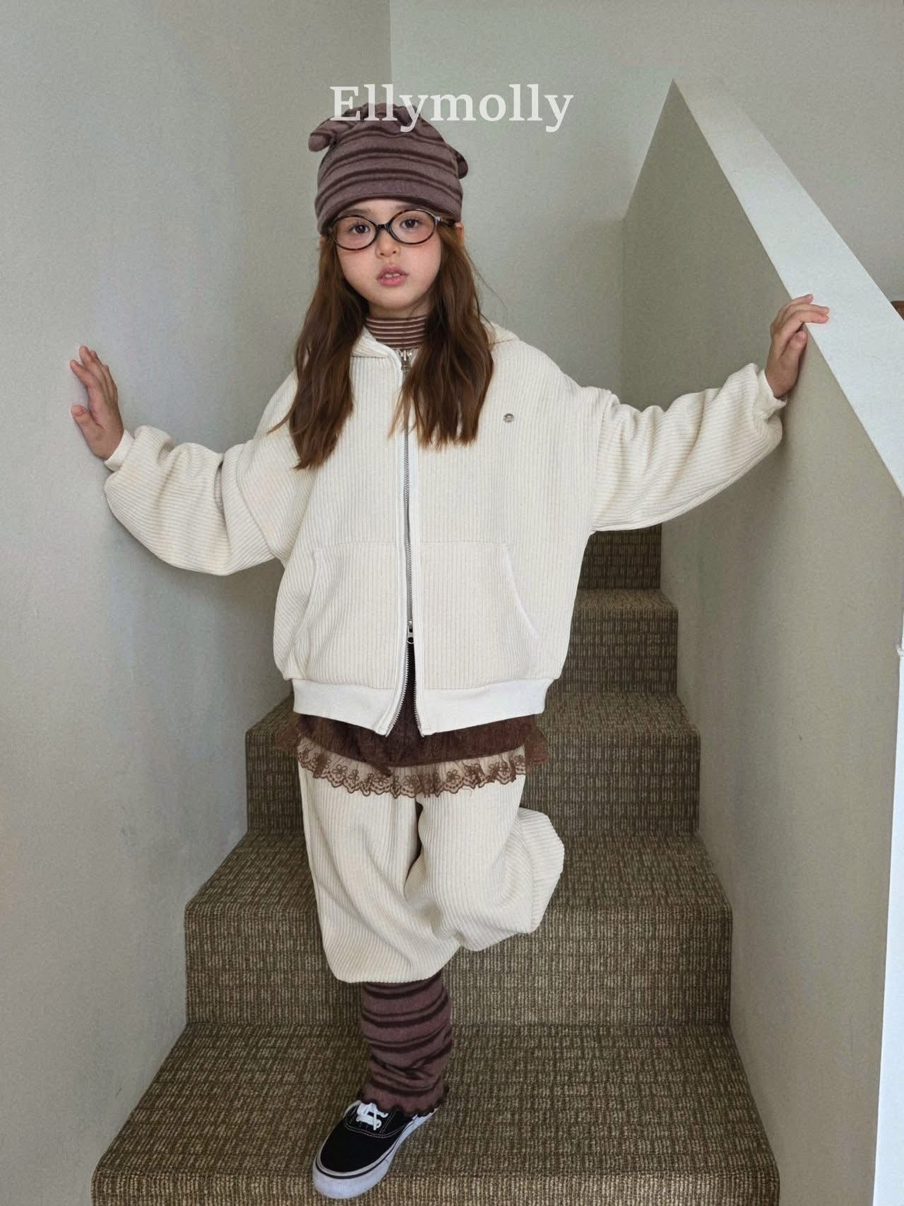 EllyMolly 舒適羅紋連帽外套 (90–160cm)