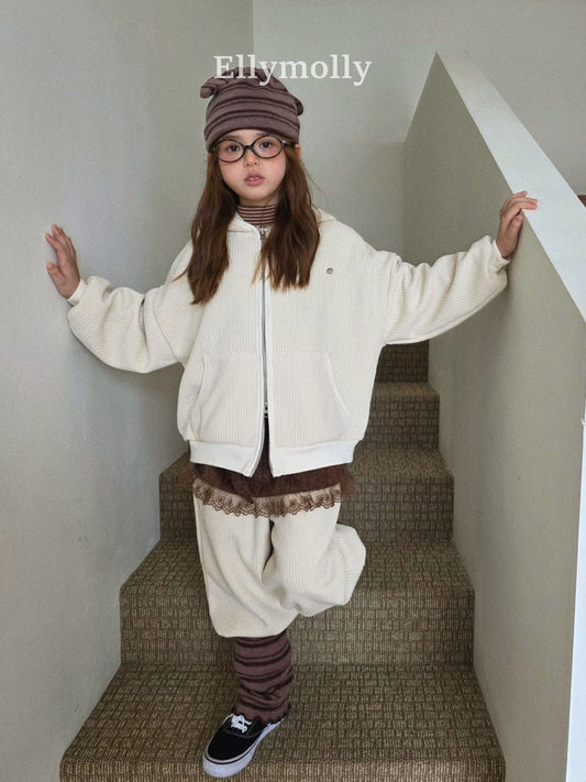 EllyMolly 舒適羅紋連帽外套 (90–160cm)