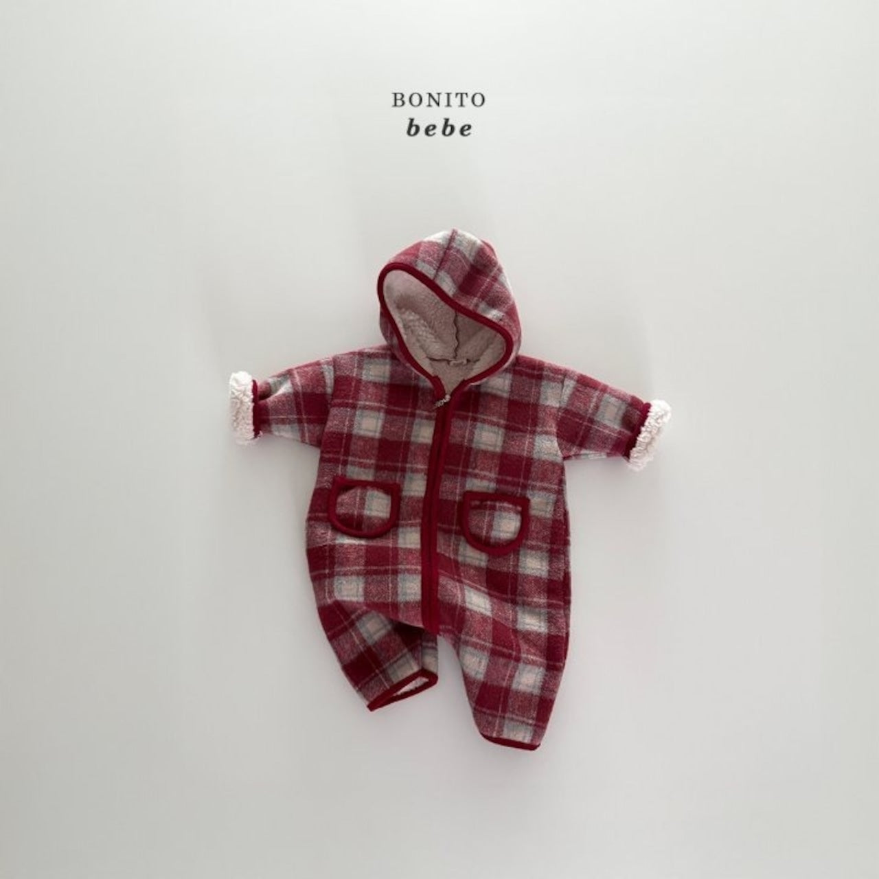 Bonito checked dumble hooded rompers (3-18m)