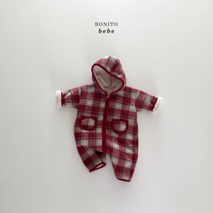 Bonito checked dumble hooded rompers (3-18m)
