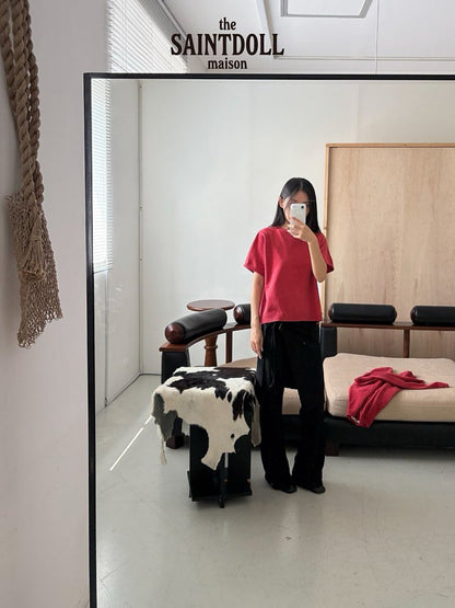 saintdoll short sleeve round knit tee (kids & mom)