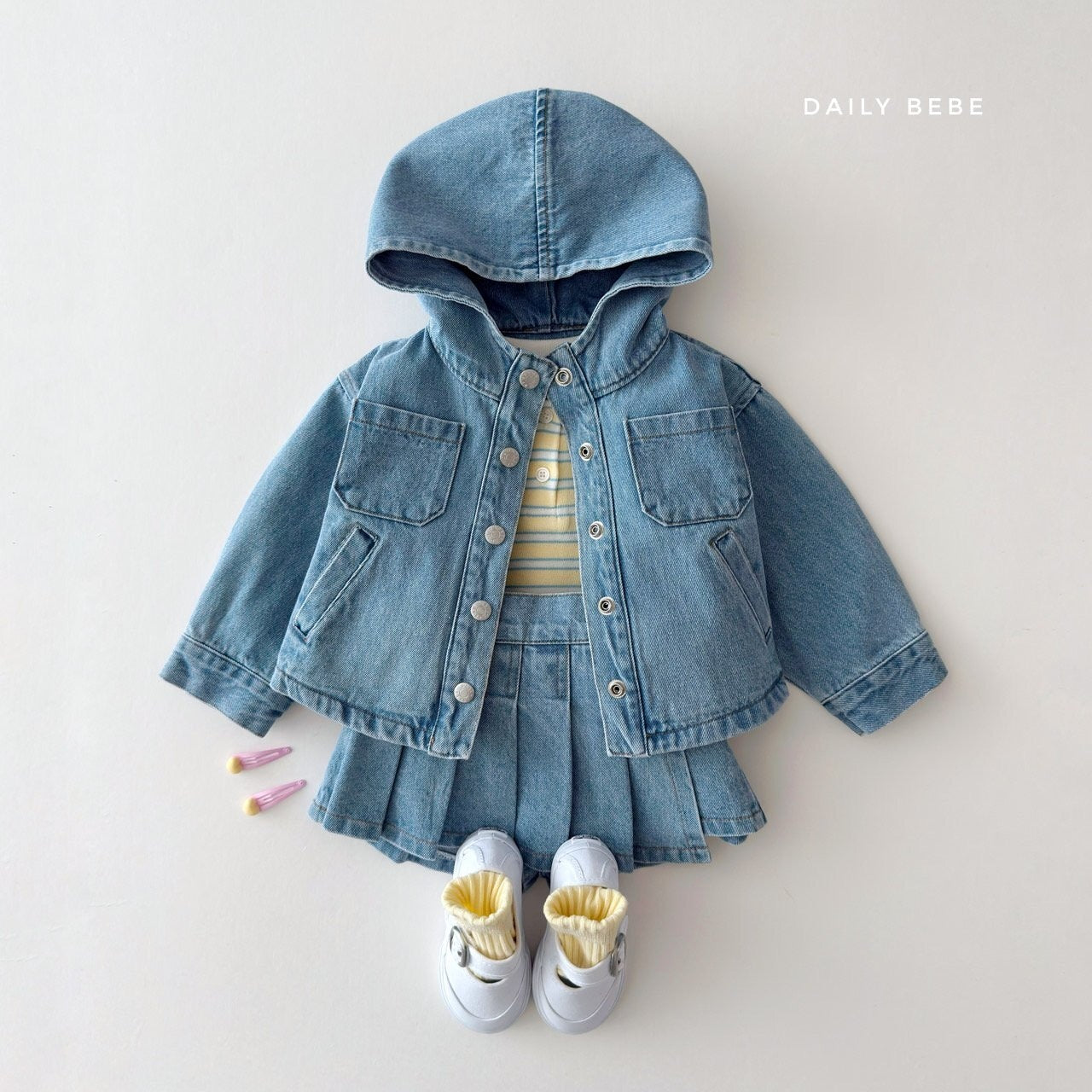 DAILYBEBE hoodie denim jacket (75-145cm)
