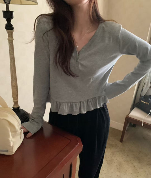 浪波小傘擺鈕扣上衣 *共3色