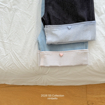 ninibello check roll up denim pants (80-130cm)