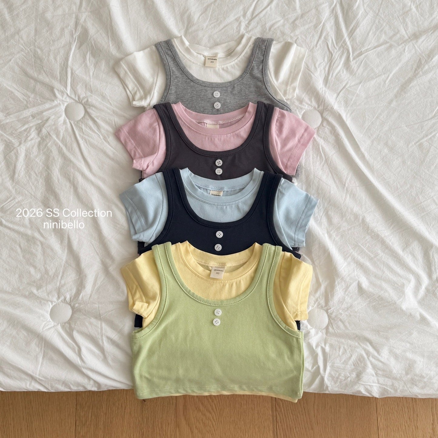 ninibello daily sleeveless layered tee (80-130cm)