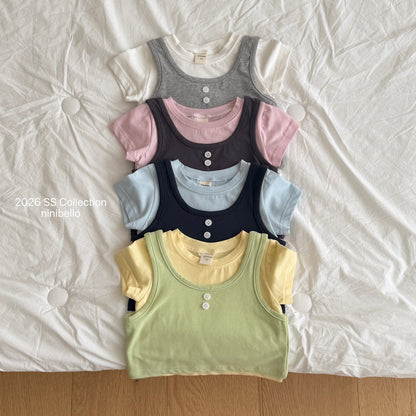 ninibello daily sleeveless layered tee (80-130cm)