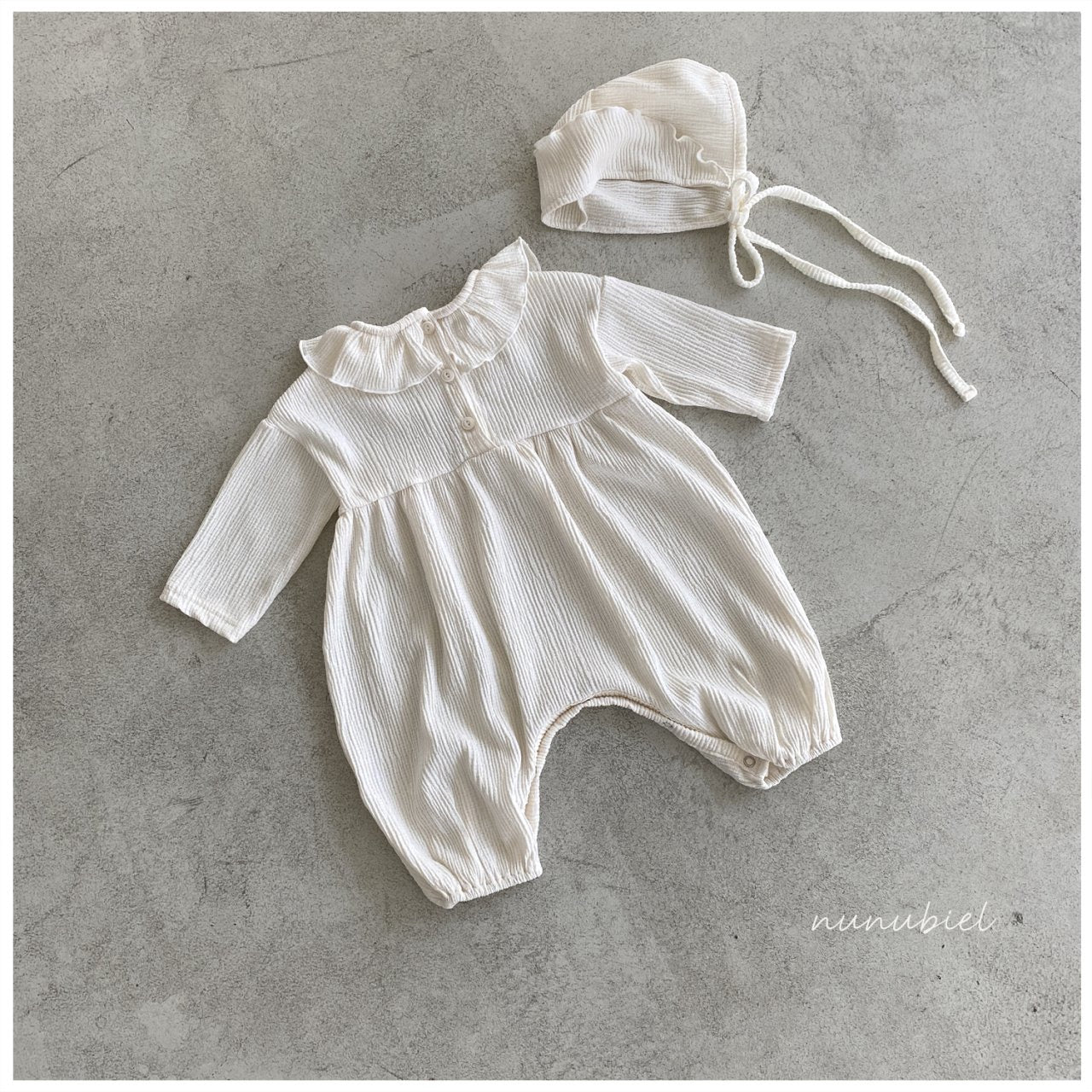 nunubiel wrinkle romper&bonnet (3-18m)