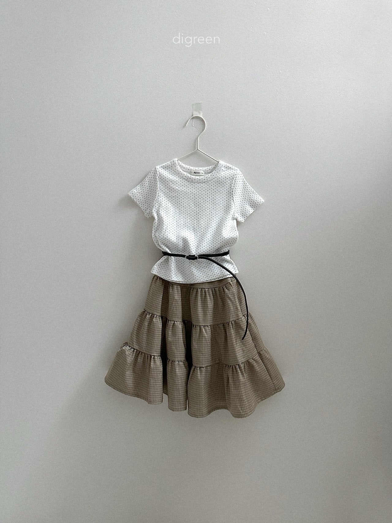 digreen check ruffle skirt (85-130cm)