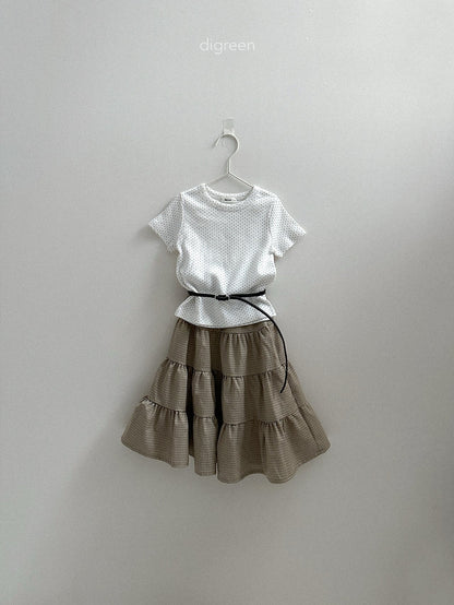 digreen check ruffle skirt (85-130cm)