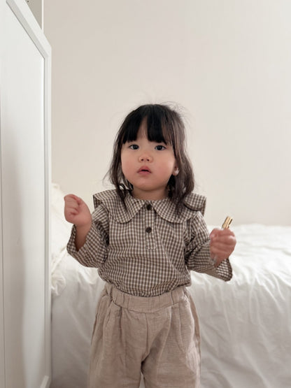 mimi market check sailor blouse (75-90cm)