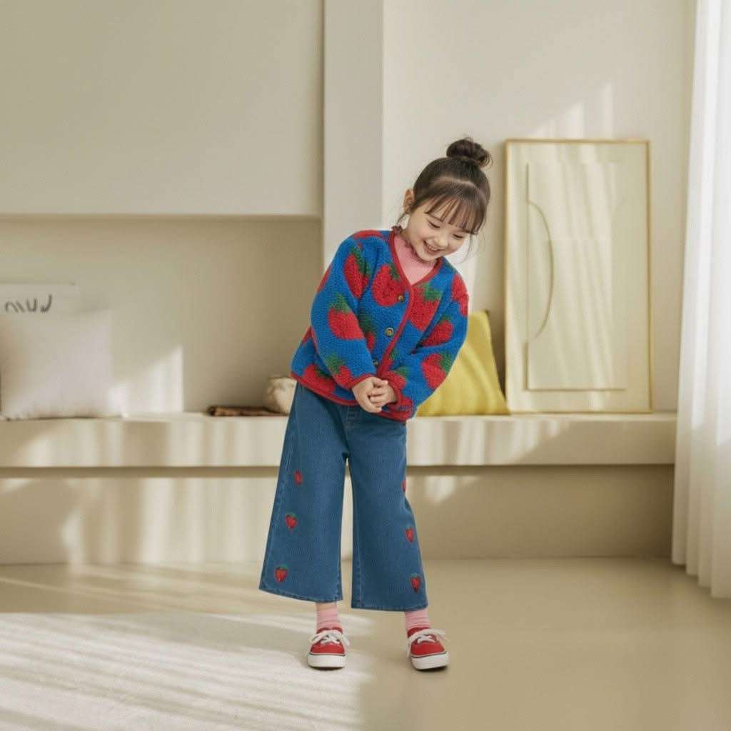 Orangemom 草莓牛仔長褲 (95-140cm)