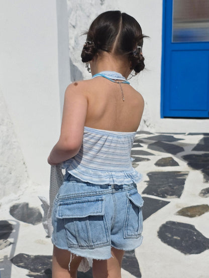 ELLYMOLLY denim flap pocket pants (90-145cm)