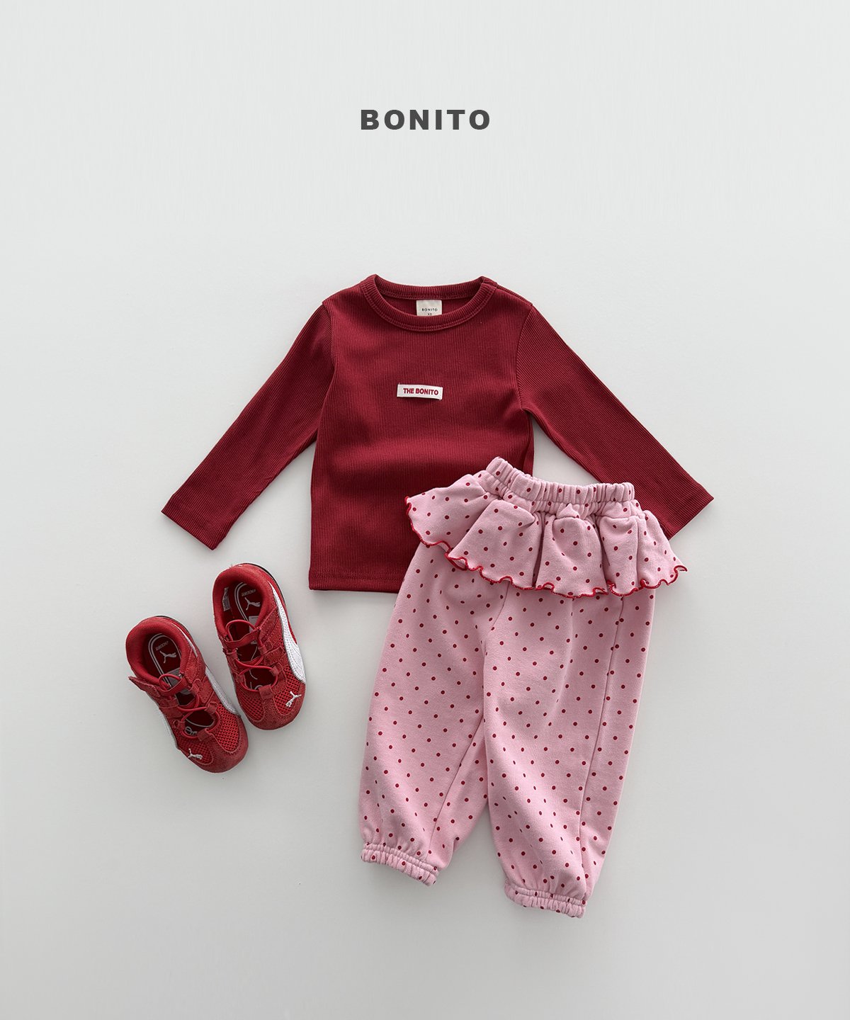 bonito dot frill jogger pants (~80-140cm)