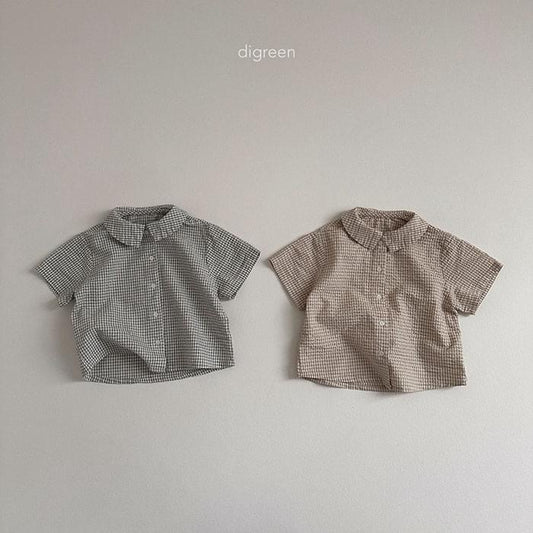Digreen 細格紋翻領襯衫 (kids 85-130cm)