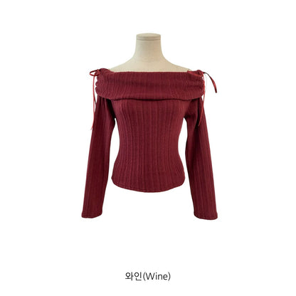 蝴蝶結一字肩top *共4色