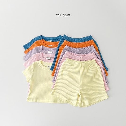 Pinkroro 色彩繽紛坑條圓領套裝 (kids 85-132cm)