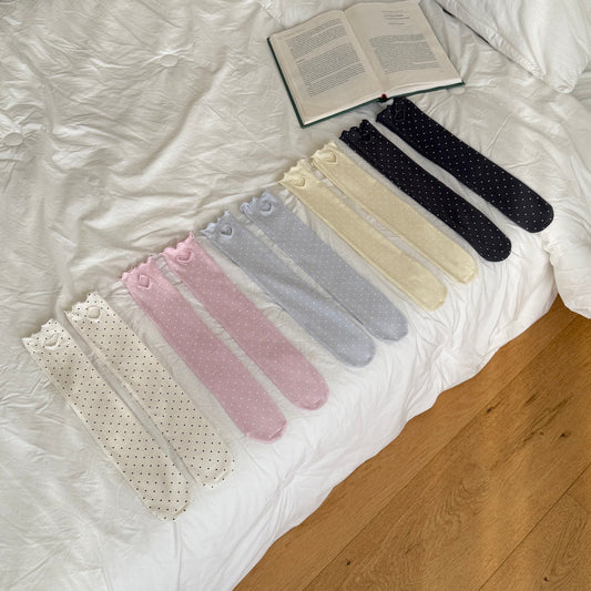 ninibello dot heart punched knee socks