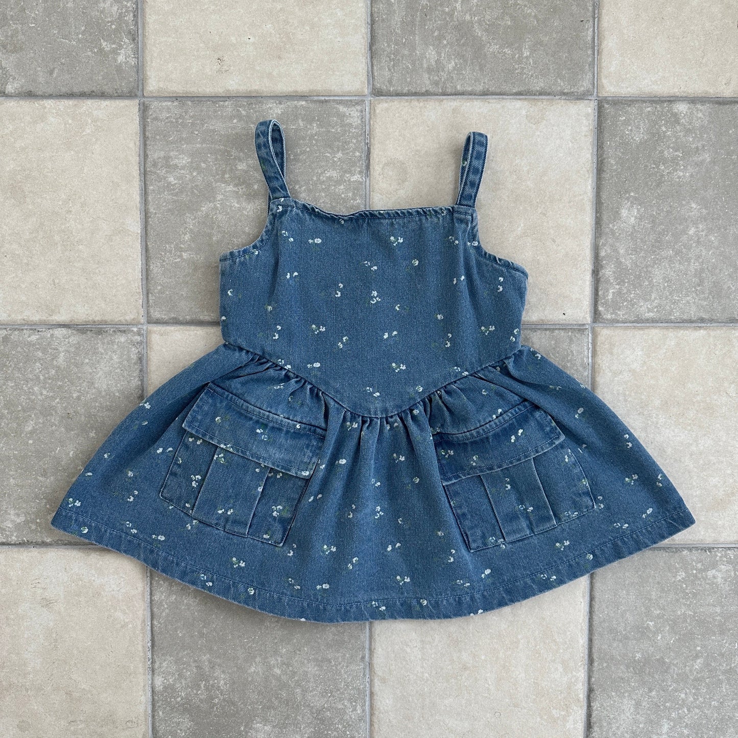 ELLYMOLLY denim flower big pocket ops (90-145cm)