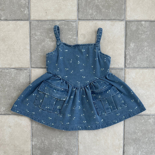ELLYMOLLY denim flower big pocket ops (90-145cm)