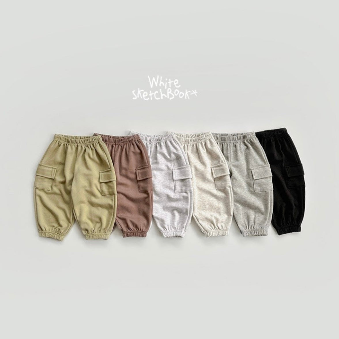 WhitesketchBook cotton cargo jogger pants (90-140cm)