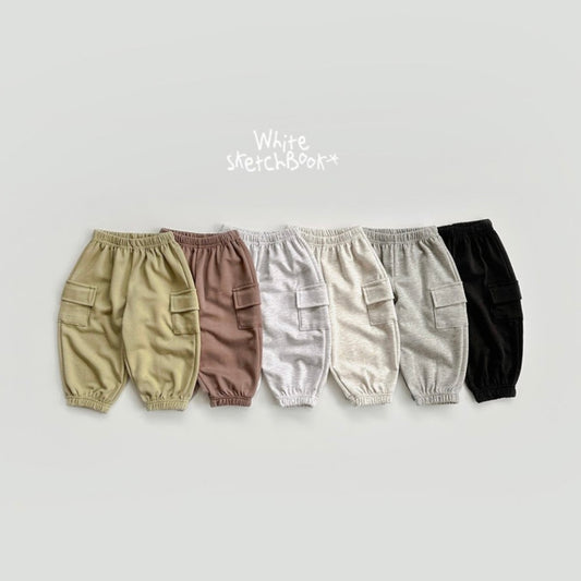 WhitesketchBook cotton cargo jogger pants (90-140cm)